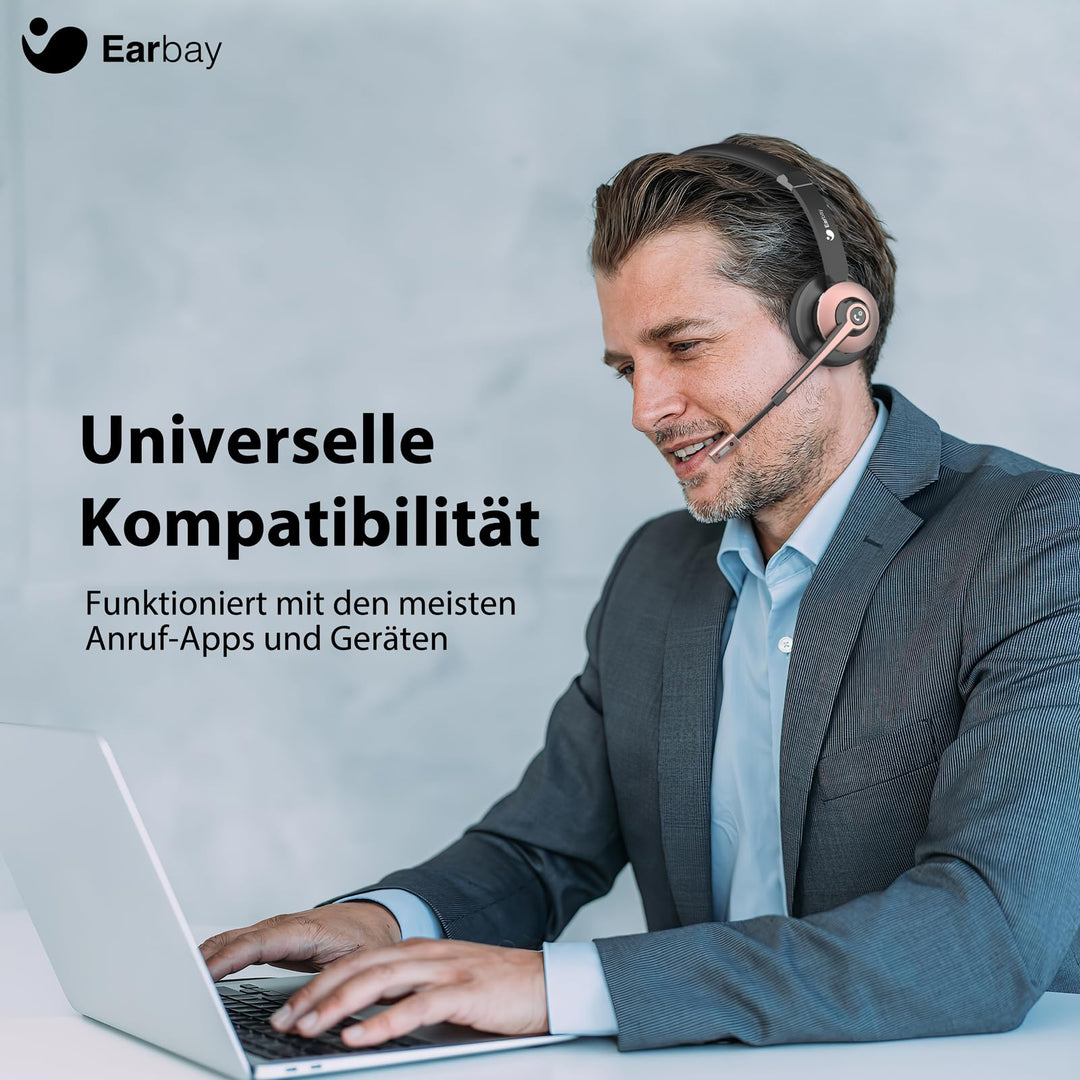 Kabelloses Büro-Headset mit Mikrofon USB-Dongle 26h Akku - Bild 5