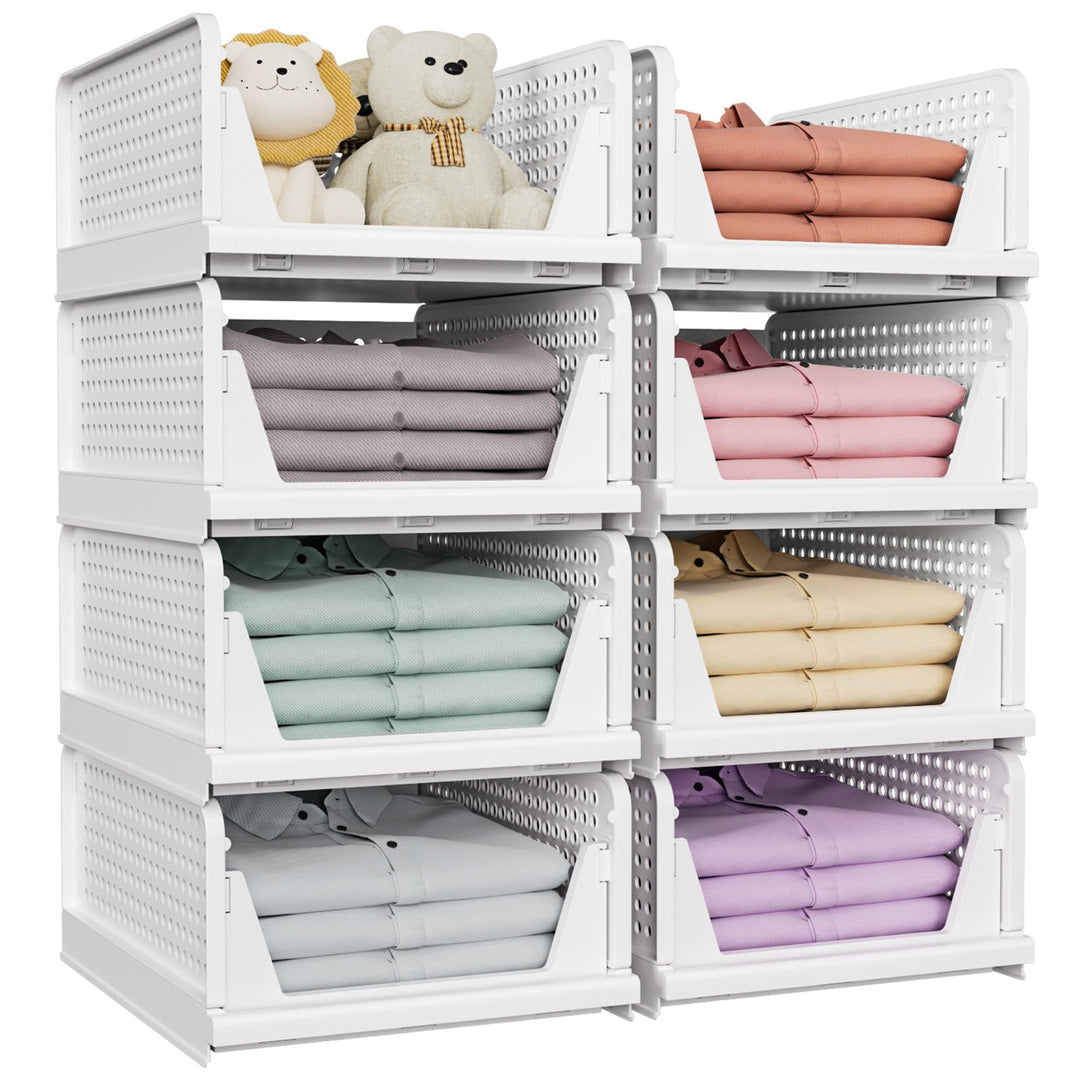 Schubladenbox Kleiderschrank Organizer stapelbar 8er-Set Weiss