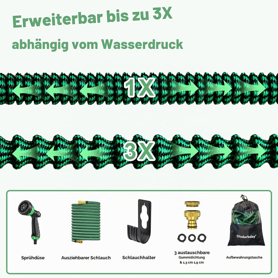 Flexibler Gartenschlauch 10-30 m ausziehbar mit 10-Funktionsdüse - Bild 2