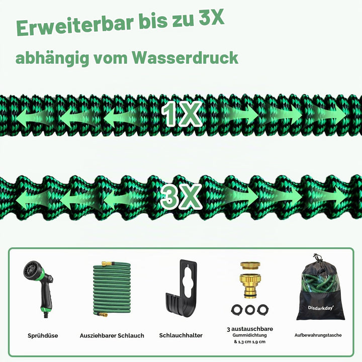 Flexibler Gartenschlauch 10-30 m ausziehbar mit 10-Funktionsdüse - Bild 2