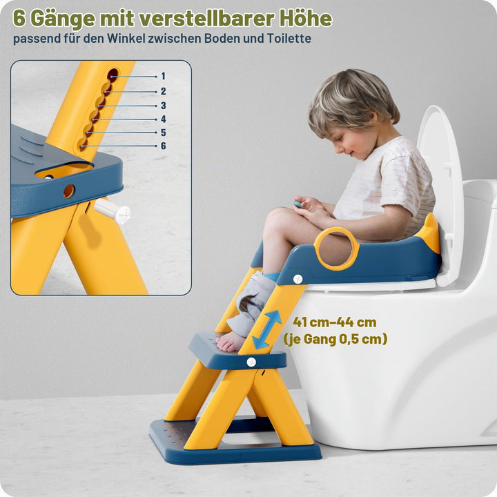 Toilettentrainer mit Treppe höhenverstellbar 2-in-1 Blau/Gelb - Bild 4