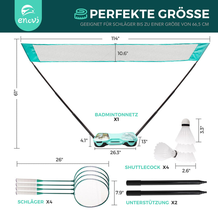 Badminton Set 4 Schläger mit Netz und Aufbewahrungsbox für Outdoor - Bild 7