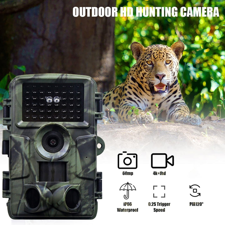 Wildkamera 60 MP 4K mit Nachtsicht 120° Erfassungswinkel IP66