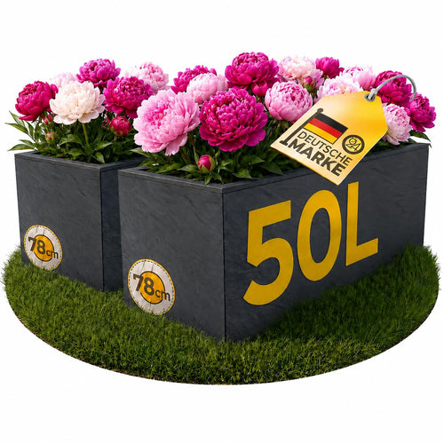 Pflanzkasten rechteckig 2er-Set 50L Wasserspeicher Balkon Anthrazit