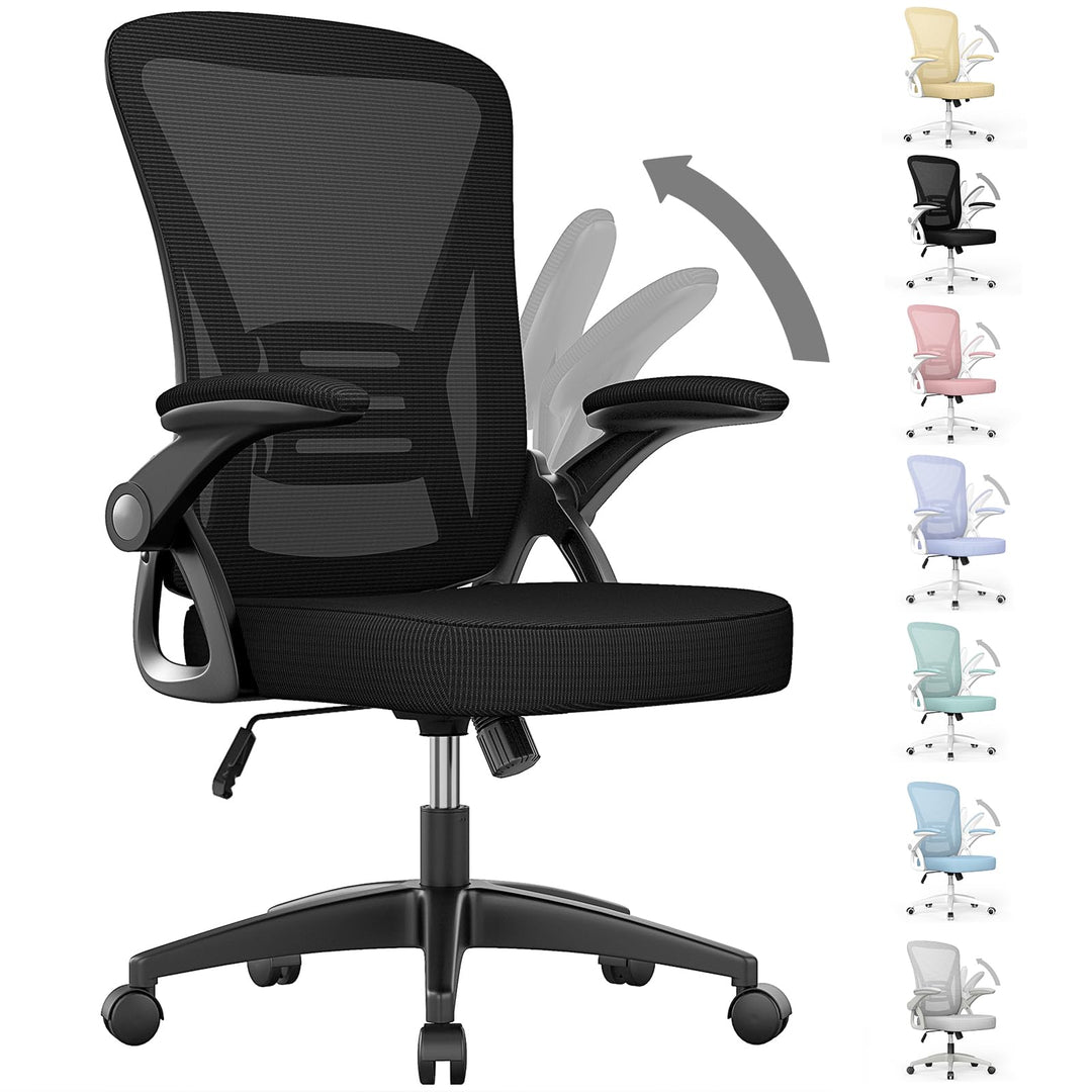 Bürostuhl Netz ergonomisch mit Lordosenstütze und klappbaren Armlehnen