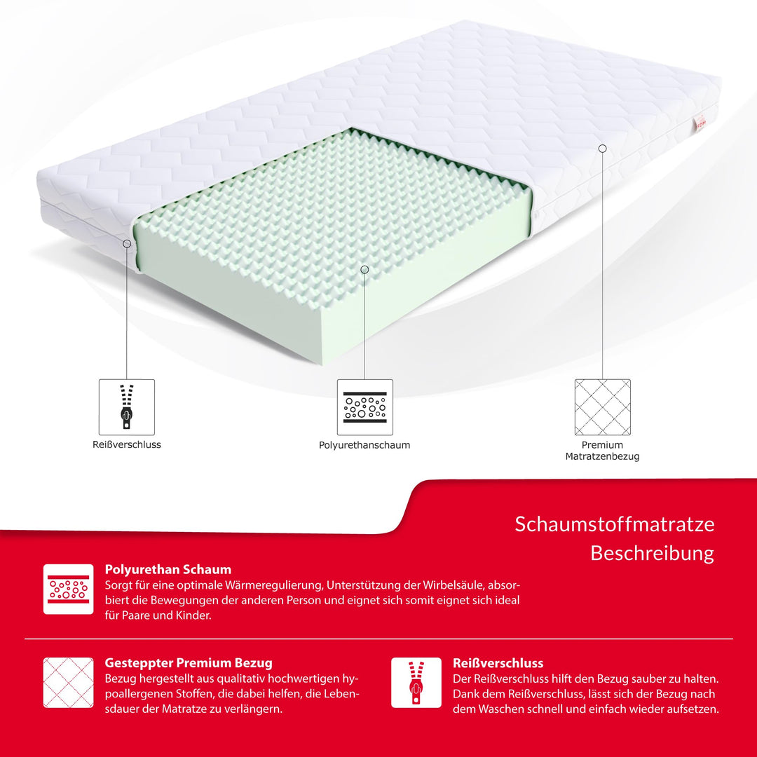 Kindermatratze 7-Zonen Kaltschaum H3 80x160 cm doppelseitig - Bild 3