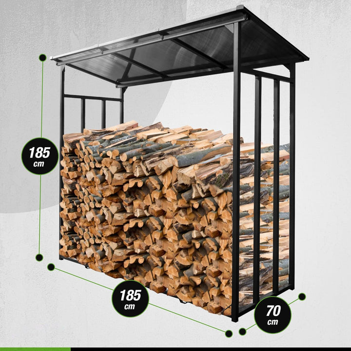 Kaminholzregal Aussen XXL Metall 185x70x185cm 2,3m³ Brennholzlager - Bild 4