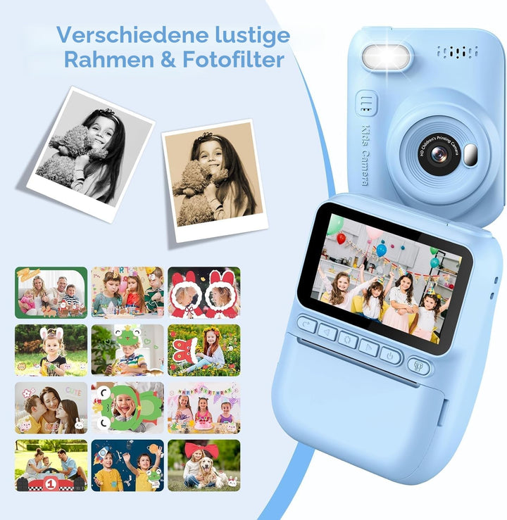 Sofortbildkamera Kinder 14 MP mit Sofortdruck Schwarzweiss 3-12 Jahre - Bild 6