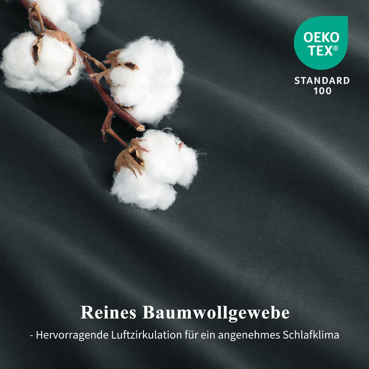 Bettwäsche-Set 200x200 Baumwolle Anthrazit mit Kissenbezügen 80x80 - Bild 5
