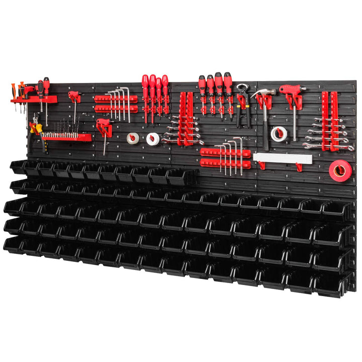 Wandregal Werkzeug-Organizer 1544x780mm mit 75 Boxen und 38 Halterungen
