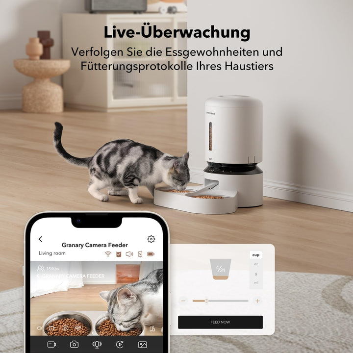 Futterautomat Katze Hund 5L 2 Näpfe 1080P Kamera 5G WiFi App - Bild 5
