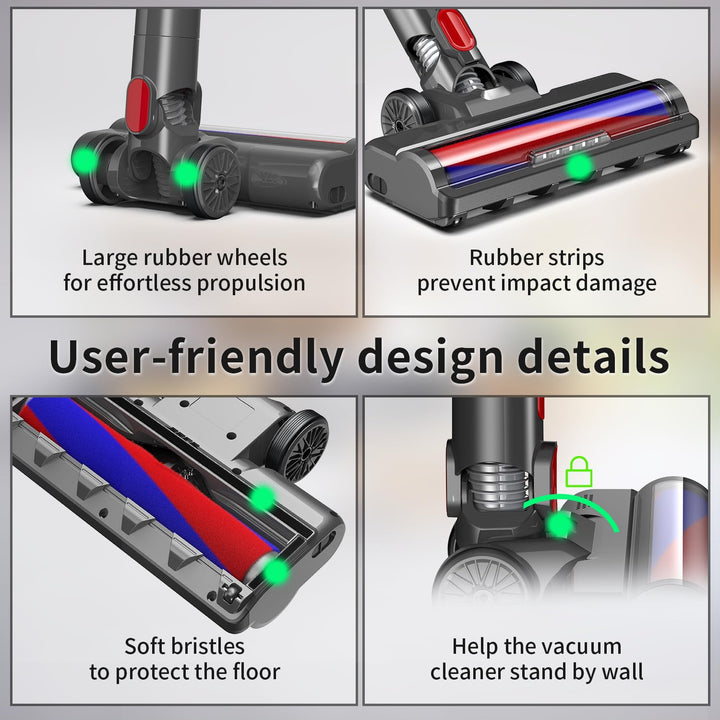 Softwalzen-Bodendüse für Dyson V7 V8 V10 V11 V15 mit Frontlicht - Bild 7