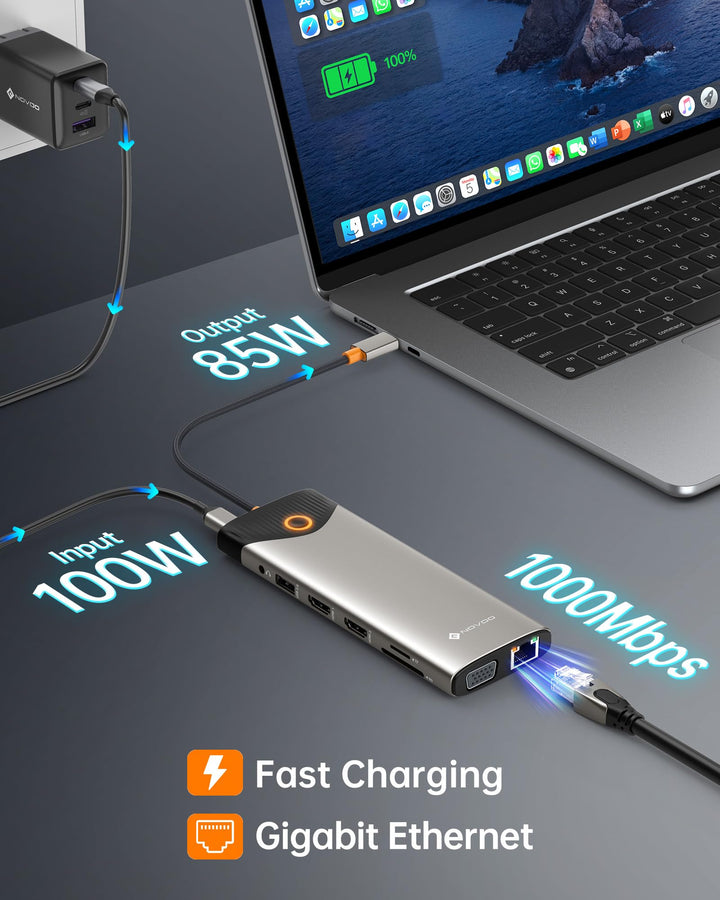 USB-C Docking Station 15-in-1 Triple Display 4K 100W für Laptop - Bild 4