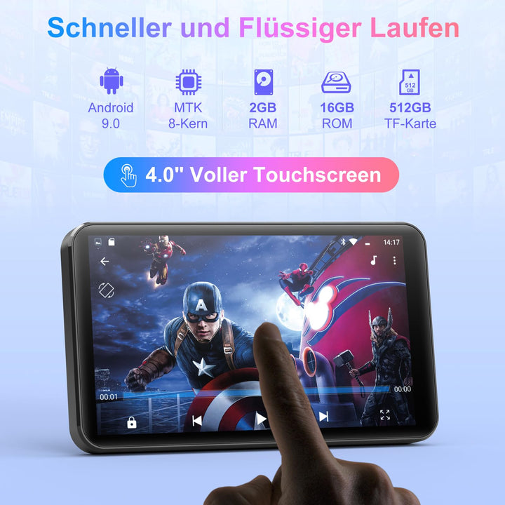 MP3 Player Android WLAN Bluetooth 4-Zoll Display 512 GB erweiterbar - Bild 2