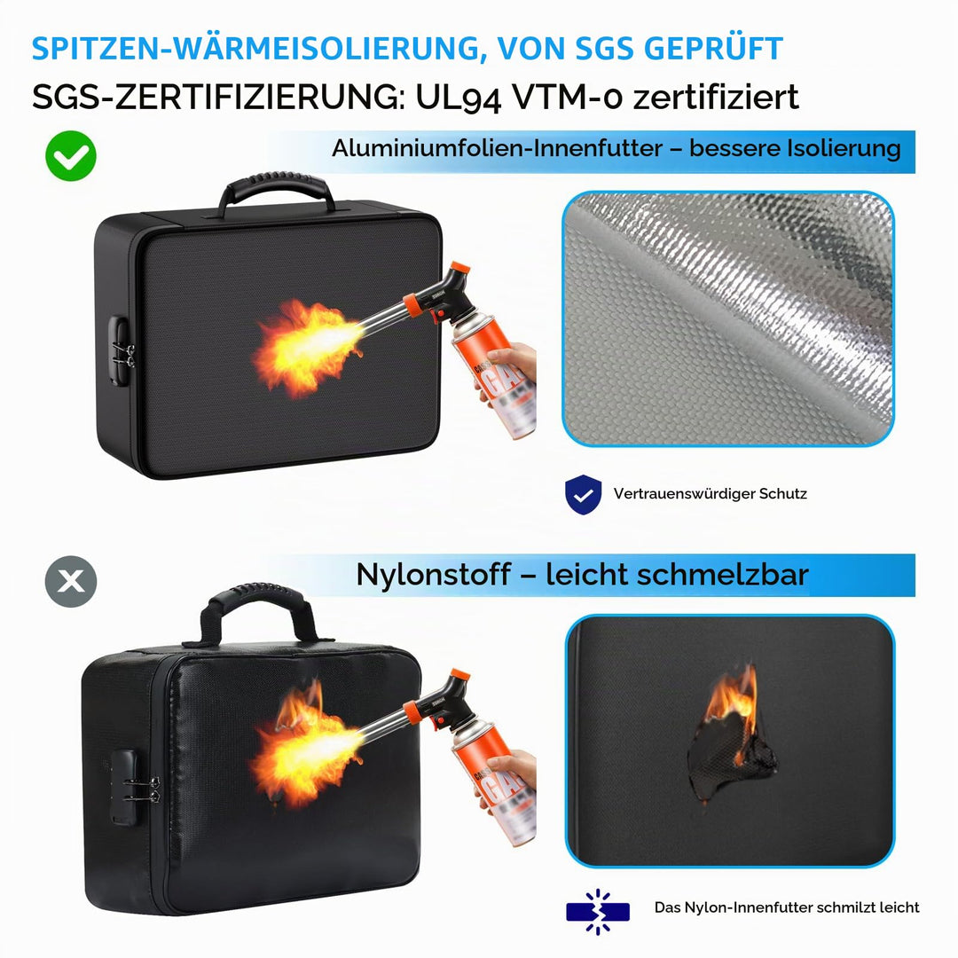 Feuerfeste Dokumentenbox mit Zahlenschloss 13 Taschen 38,5x28,5cm - Bild 9