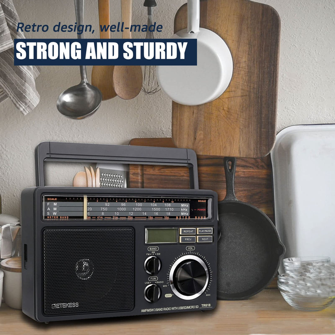 Tragbares Retro-Radio AM/FM/SW mit USB, TF-Karte und Lautsprecher - Bild 5