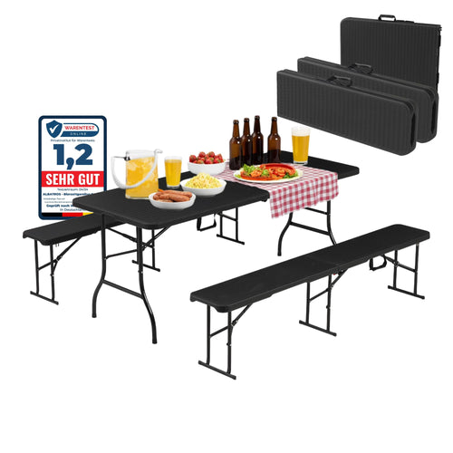 Bierzeltgarnitur klappbar 182cm 10 Personen 300kg Rattan-Optik