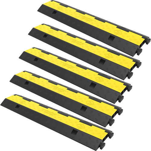 Kabelbrücke 2-Kanal PVC & Gummi 5er-Set 101x24,5x5 cm Überfahrschutz