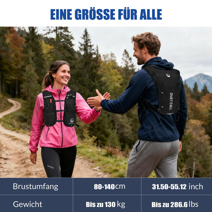 Laufweste mit 2L Trinkblase und 500ml Flasche, 10 Taschen, ultraleicht - Bild 5