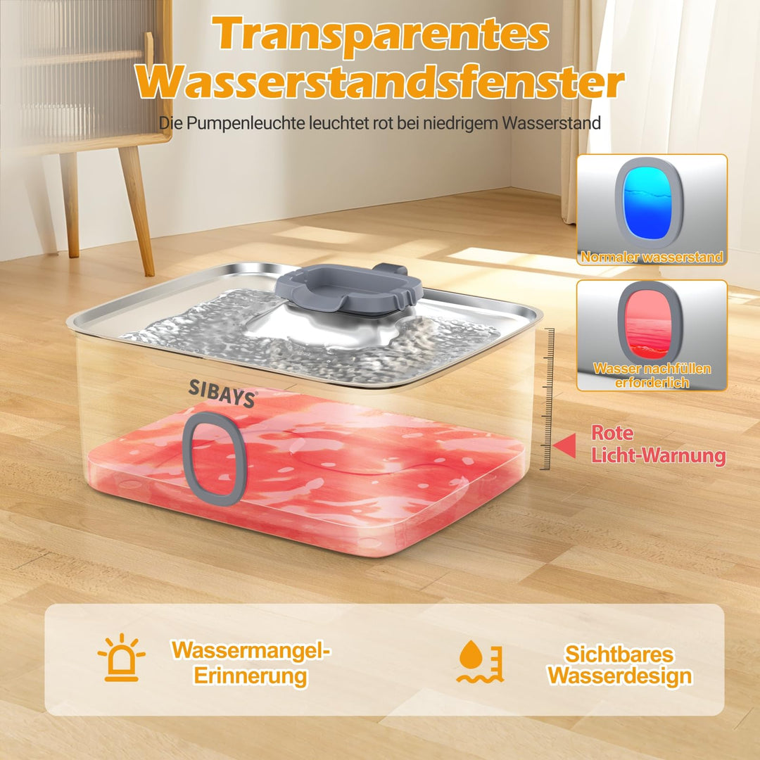 Haustier-Trinkbrunnen Edelstahl 15L mit LED &amp; 5-stufigem Filter - Bild 6