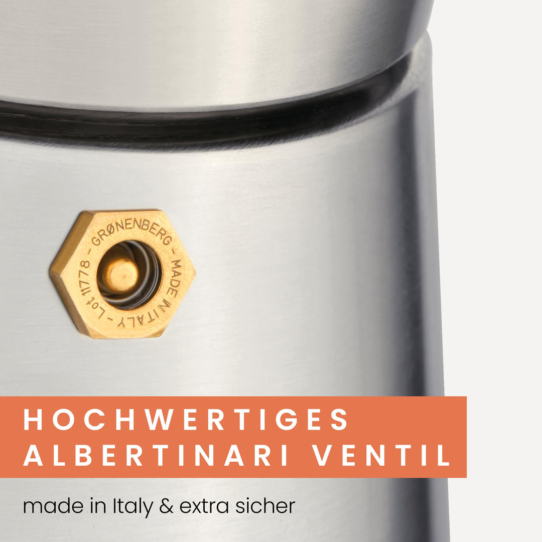 Espressokocher Induktion Edelstahl 4/6 Tassen mit Reduziersieb - Bild 4
