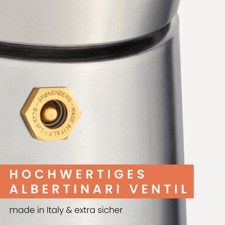 Espressokocher Induktion Edelstahl 4/6 Tassen mit Reduziersieb - Bild 4