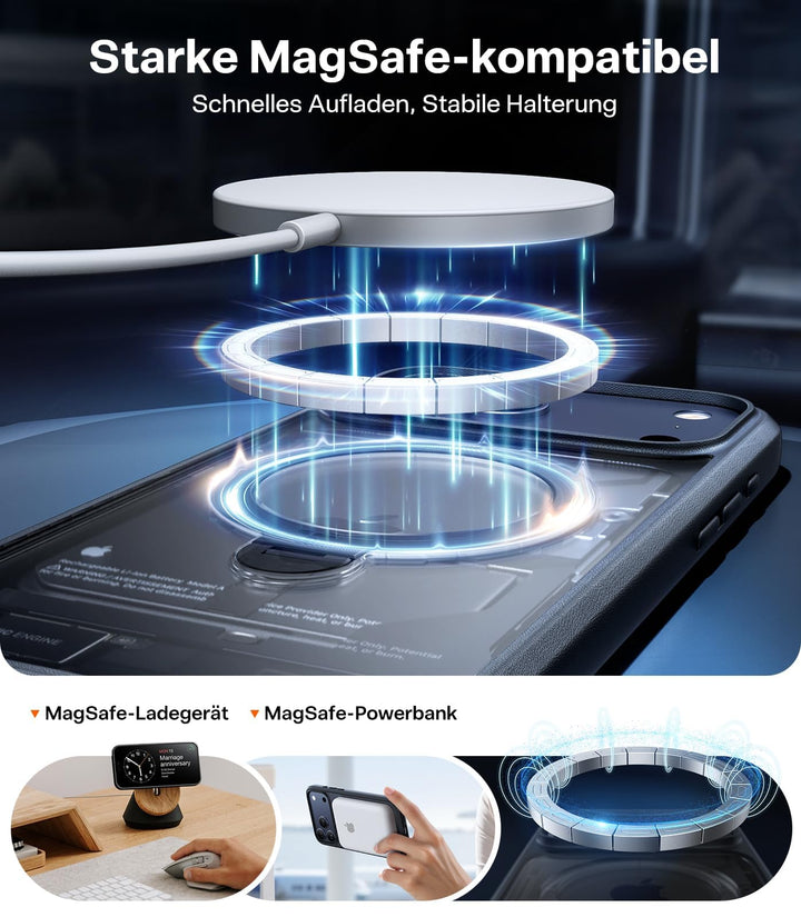 iPhone 17 Pro Hülle mit 360° MagSafe-Ständer stoßfest Schwarz - Bild 5