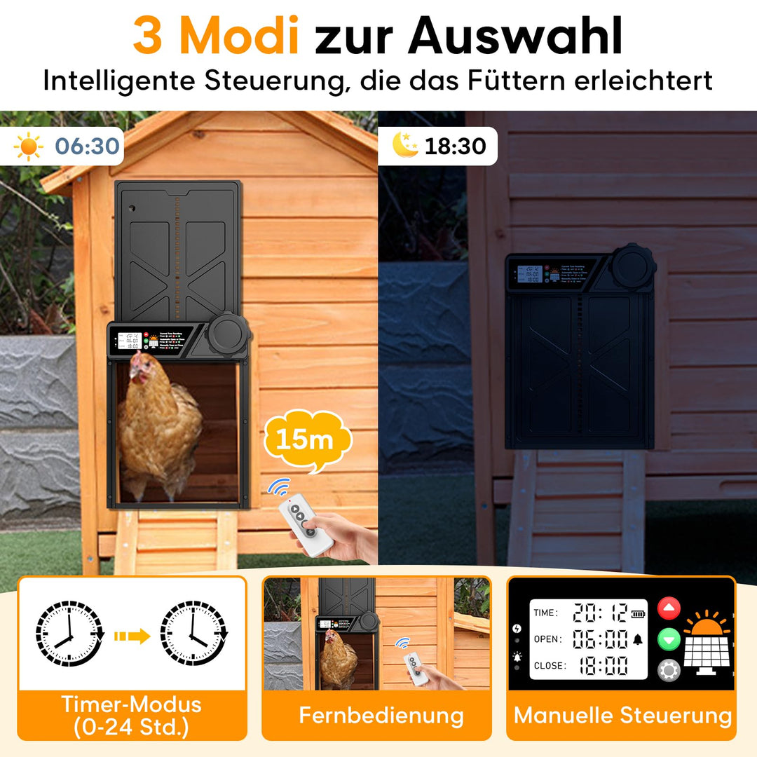 Automatische Hühnerklappe Solar mit Timer 27x24 cm Aluminium - Bild 3