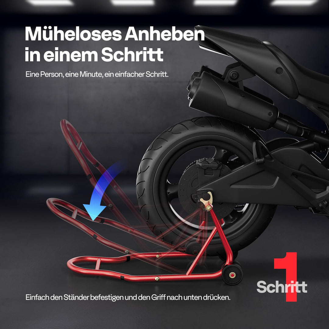 Motorradheber Hinterrad Stahl bis 200 kg mit 4 Rollen - Bild 6