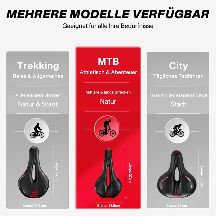 Fahrradsattel ergonomisch mit Gel-Polster und Federung, Unisex - Bild 7