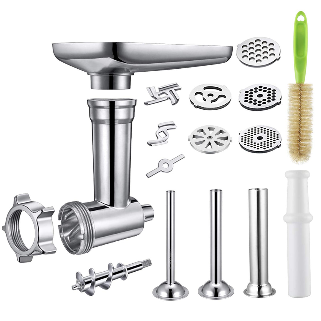 Fleischwolf-Aufsatz für KitchenAid Aluminium &amp; Edelstahl mit Wurstfüller - Bild 7