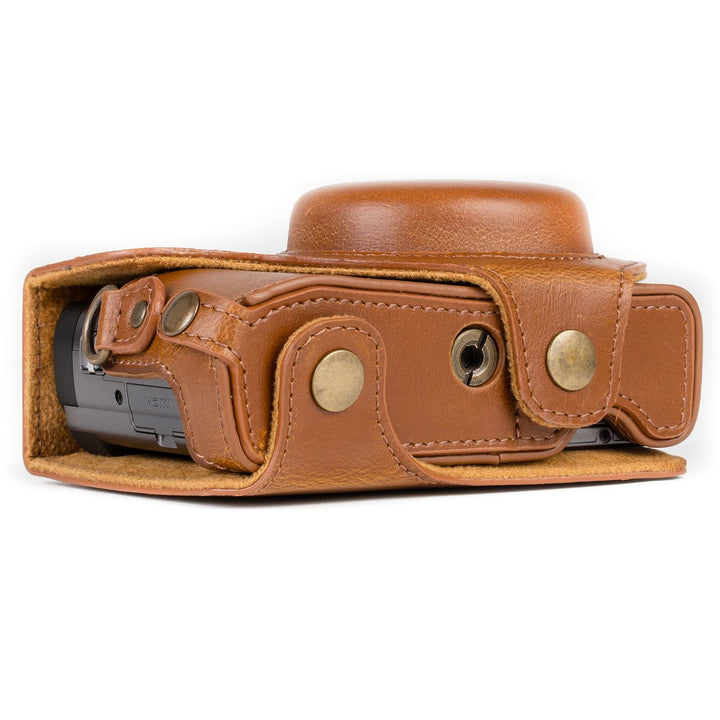 Kamera-Ledertasche für Panasonic Lumix DC-TZ95 / DC-TZ90 Hellbraun - Bild 4