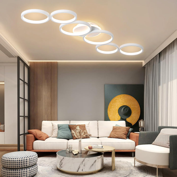 LED Deckenleuchte 113 cm dimmbar 6+1 Ring Design Wohnzimmer - Bild 2