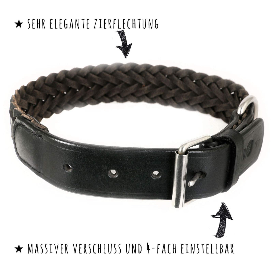 Hundehalsband Echtleder geflochten 30mm breit XL 47-58 cm - Bild 4