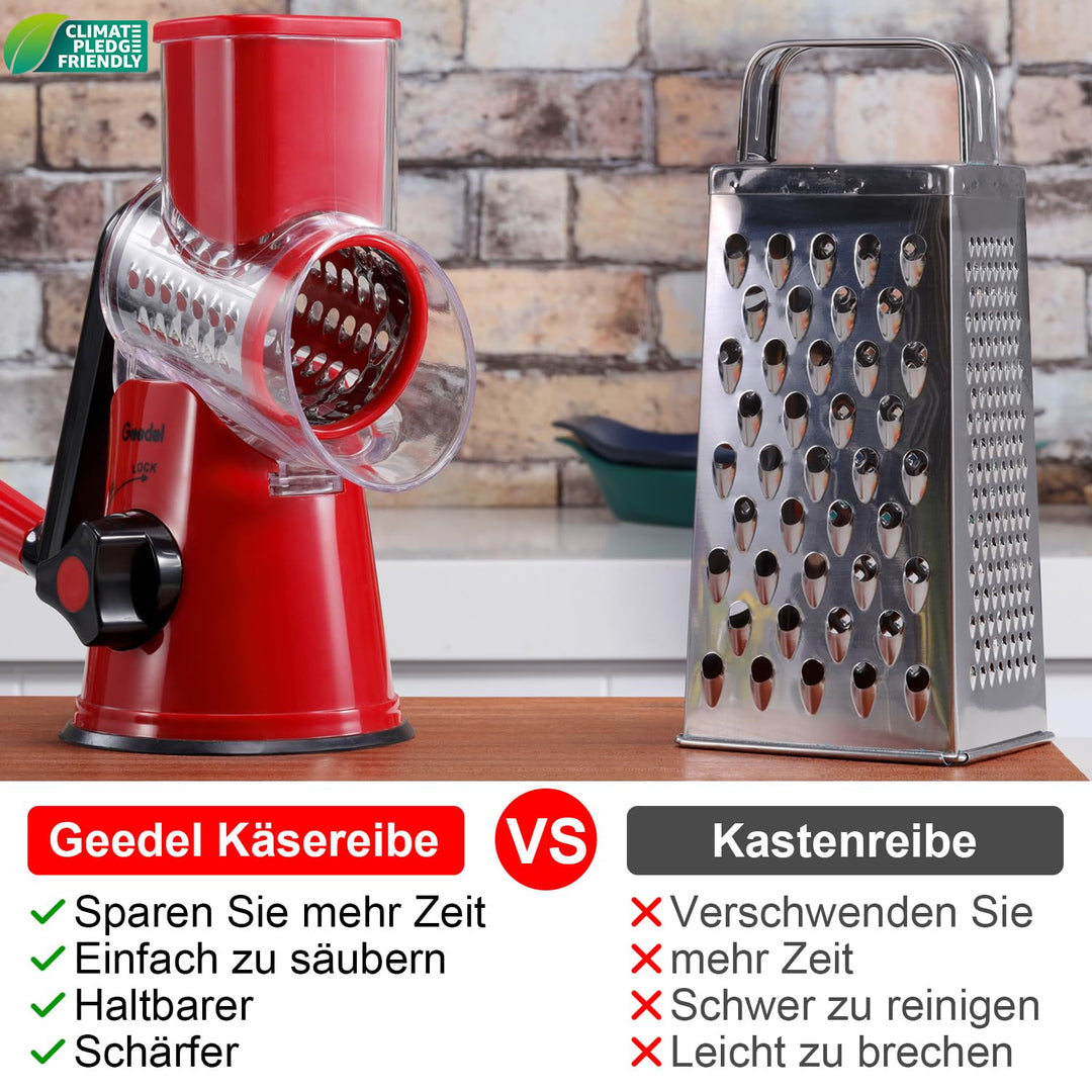 Trommelreibe mit Kurbel Edelstahlklingen für Käse und Gemüse - Bild 2