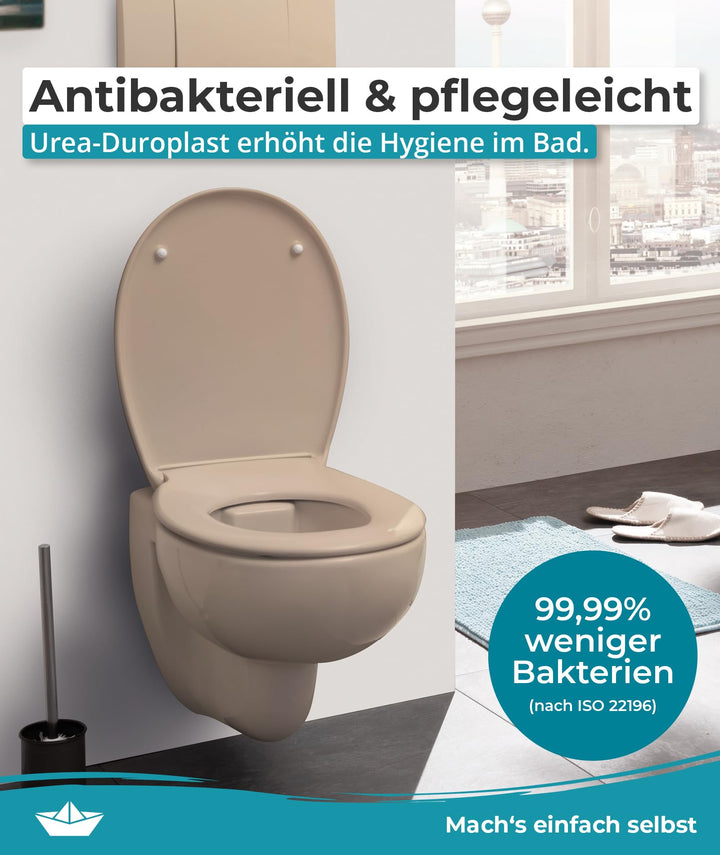 WC Sitz oval Duroplast Beige-Bahamabeige mit Absenkautomatik 250 kg - Bild 7