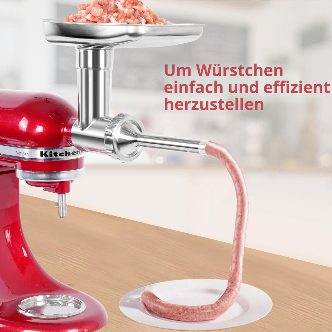 Fleischwolf-Aufsatz Edelstahl für KitchenAid mit 12-teiligem Zubehör - Bild 5