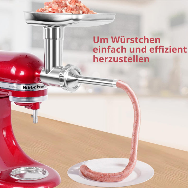 Fleischwolf-Aufsatz Edelstahl für KitchenAid mit 12-teiligem Zubehör - Bild 5