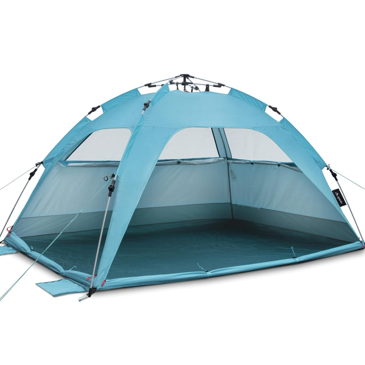 Strandmuschel Pop-Up UV80 für 2 Personen mit Windschutz hellblau - Bild 12