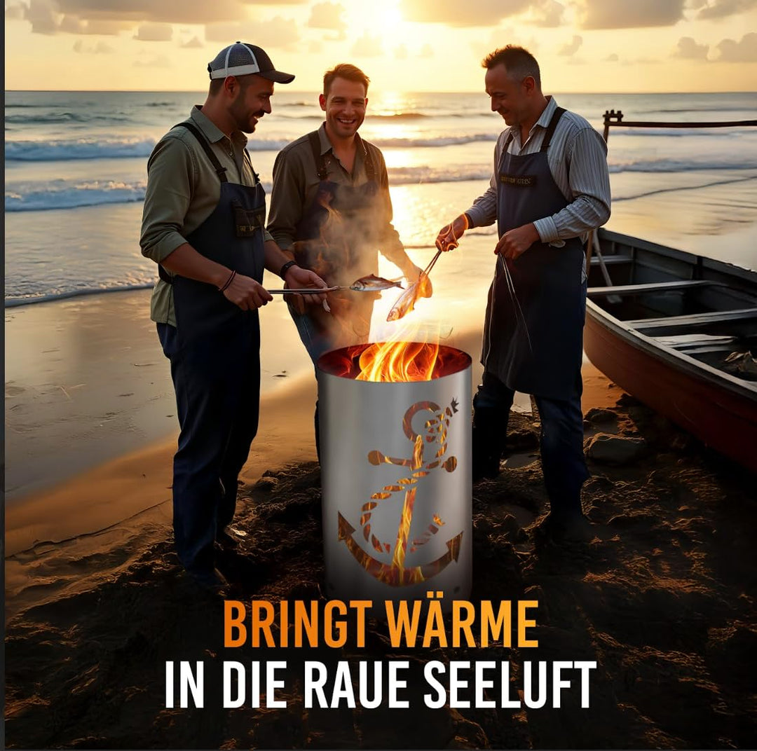 Feuertonne Stahl mit Anker-Motiv lasergeschnitten für Garten - Bild 6