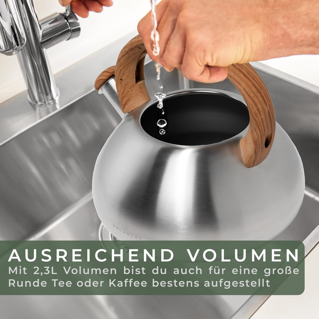 Wasserkessel Edelstahl 2,3 L mit Pfeifton für alle Herdarten - Bild 4