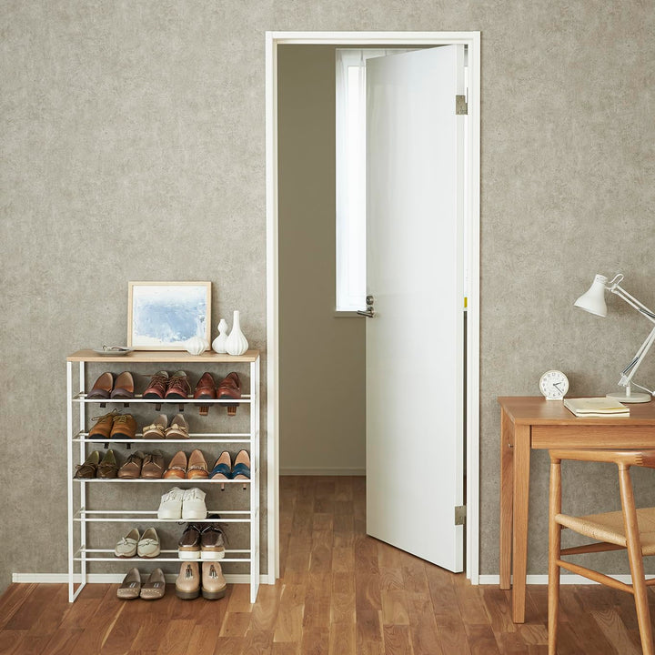 Schuhregal 6 Etagen Stahl/Holz für 15 Paar Schuhe, Weiss - Bild 6