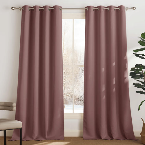Verdunkelungsvorhänge Thermo mit Ösen 140x245 cm 2er-Set Cappuccino