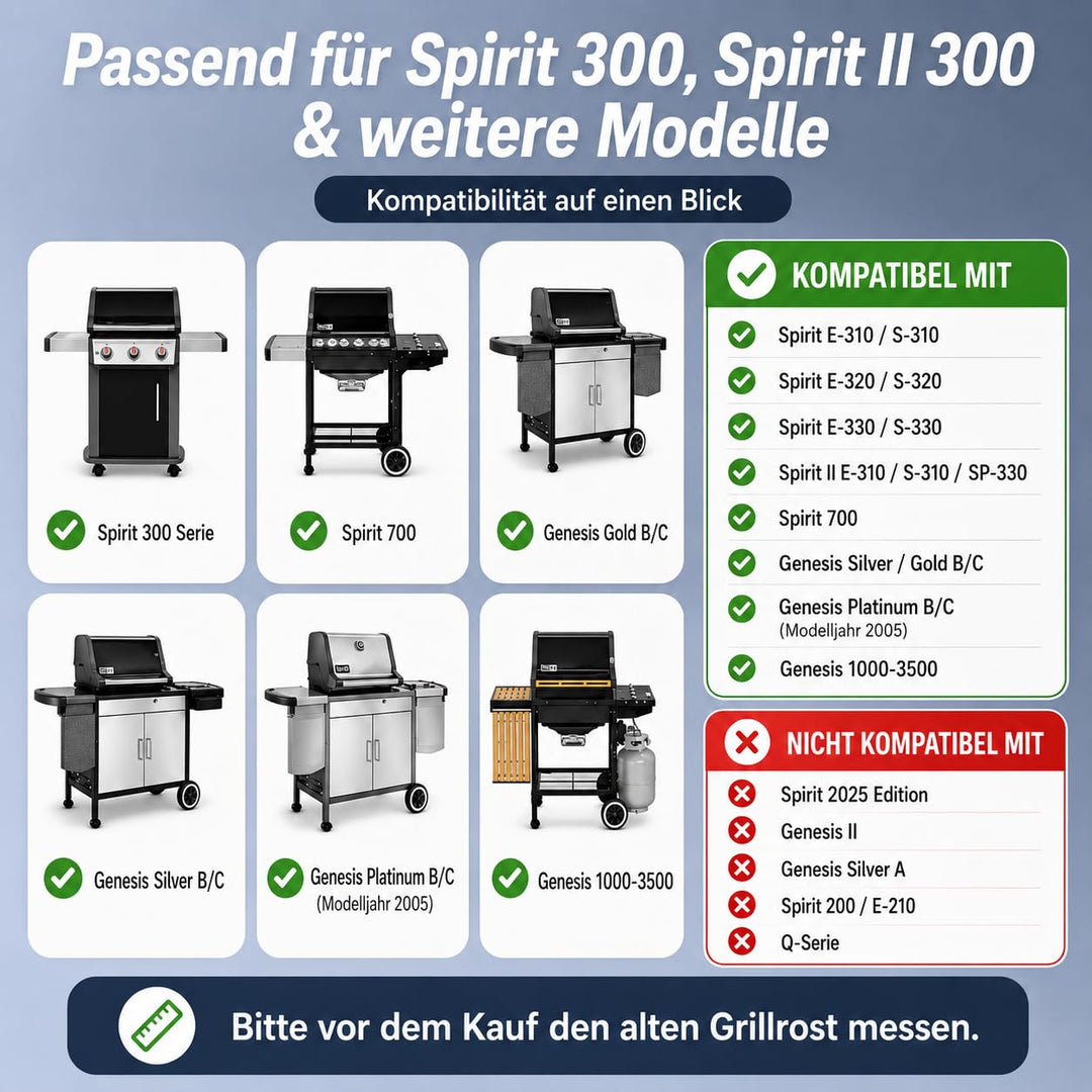 Gusseisen Grillrost 2er-Set für Weber Spirit 300 Serie 44,5x30cm - Bild 2
