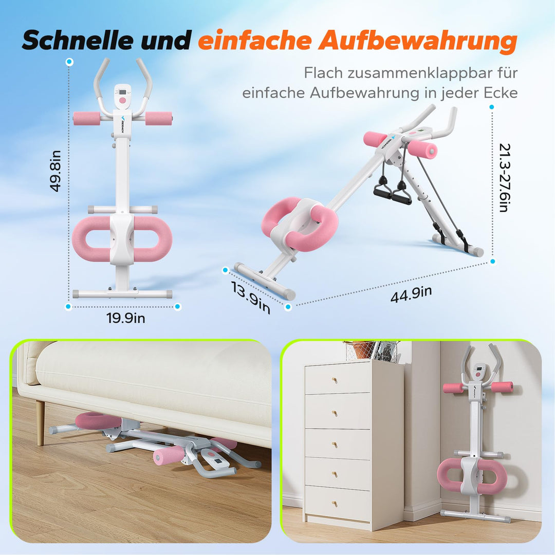 Bauchtrainer Multifunktional mit LCD-Monitor faltbar Rosa - Bild 5