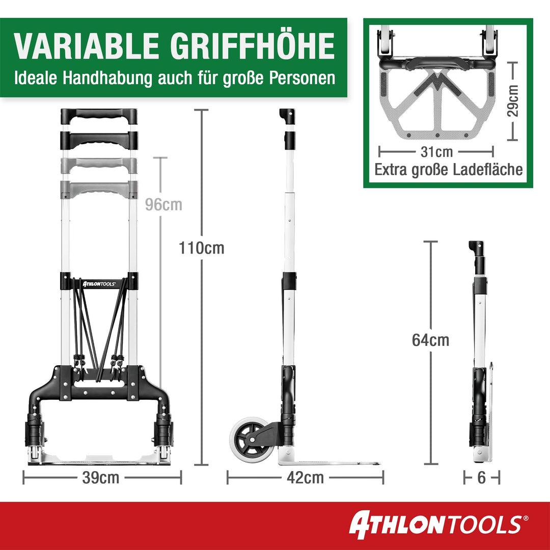 Transportkarre Aluminium klappbar 70 kg Teleskopgriff TÜV GS - Bild 7