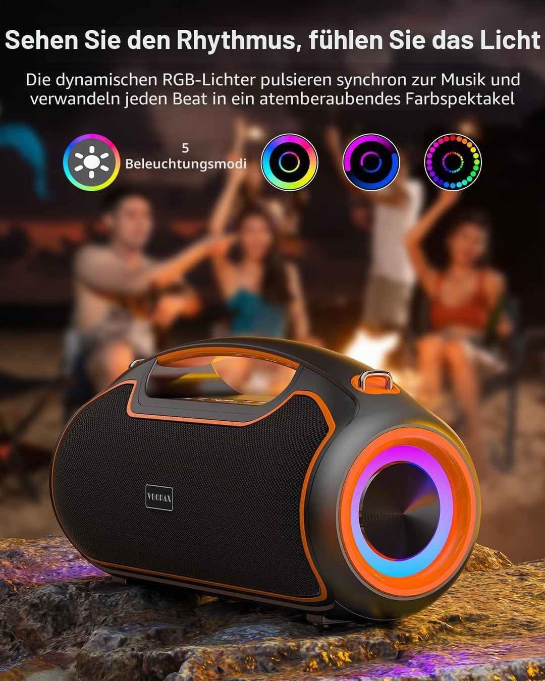 Bluetooth Lautsprecher 120W mit Subwoofer IP65 24h Akku outdoor - Bild 8