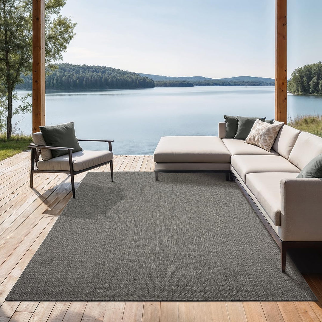 Outdoor Teppich wetterfest UV-beständig Anthrazit 240x340 cm