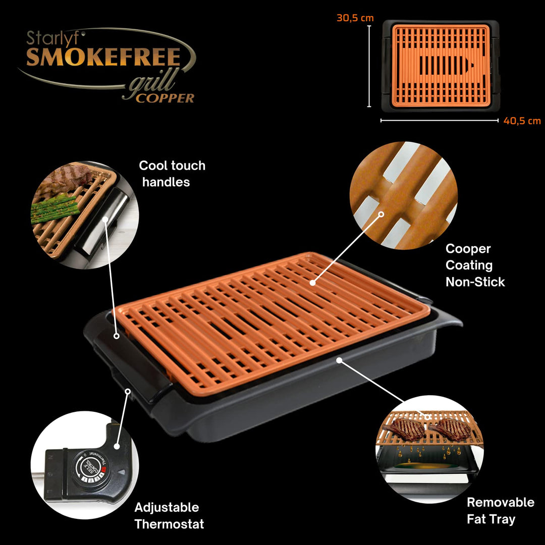Elektrischer Tischgrill rauchfrei Keramik-Antihaft 30x40 cm 1250 W - Bild 2