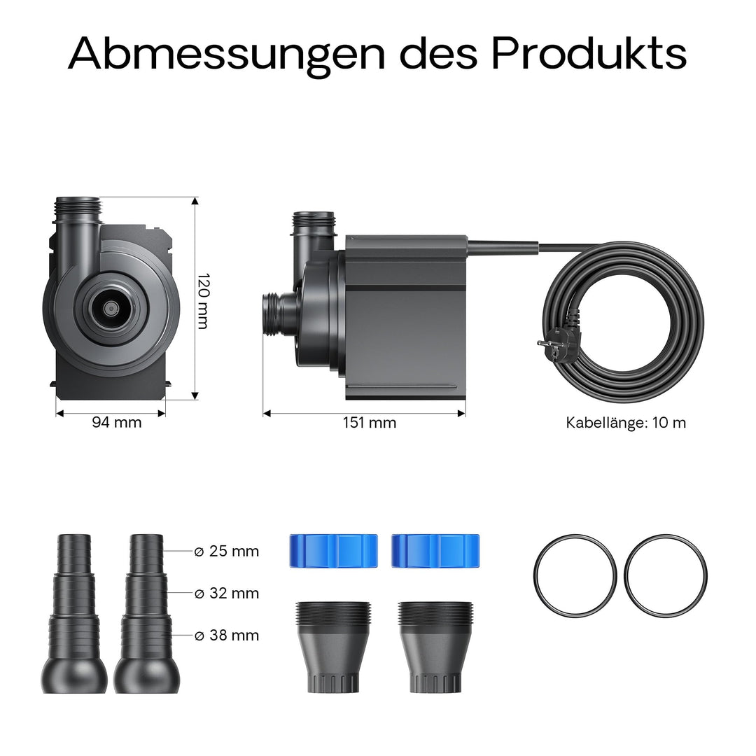 Teichpumpe 7000 l/h 50 W energiesparend für Koiteich - Bild 3